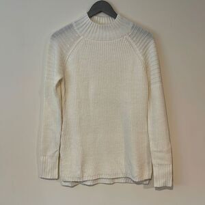 Venus Womens Mock Neck Acrylic‎ Sweater Pullover Slit Rib Knit Cream Size Small